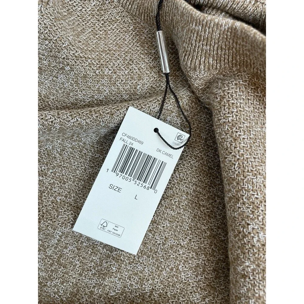 Michael Kors Men's L Modern-Fit Textured Mouline Sweater Dark Camel
